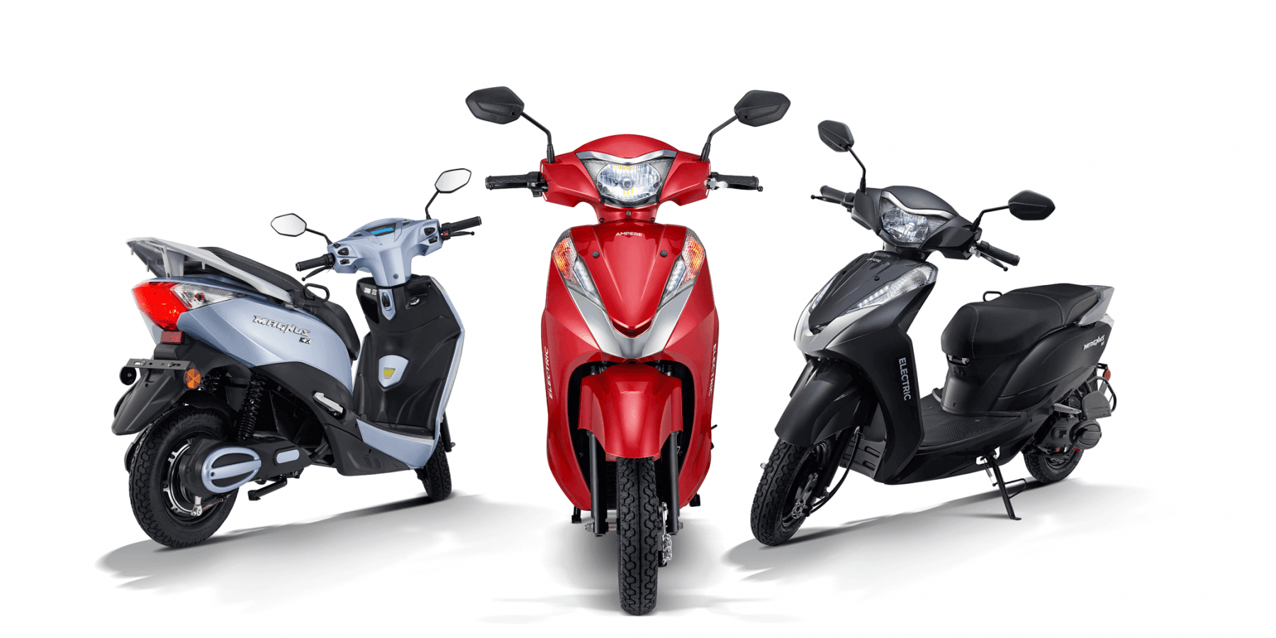  Three Magnus Ex Scooters i.e. Red, Black and Light Blue color, the finest options for your upcoming drive.