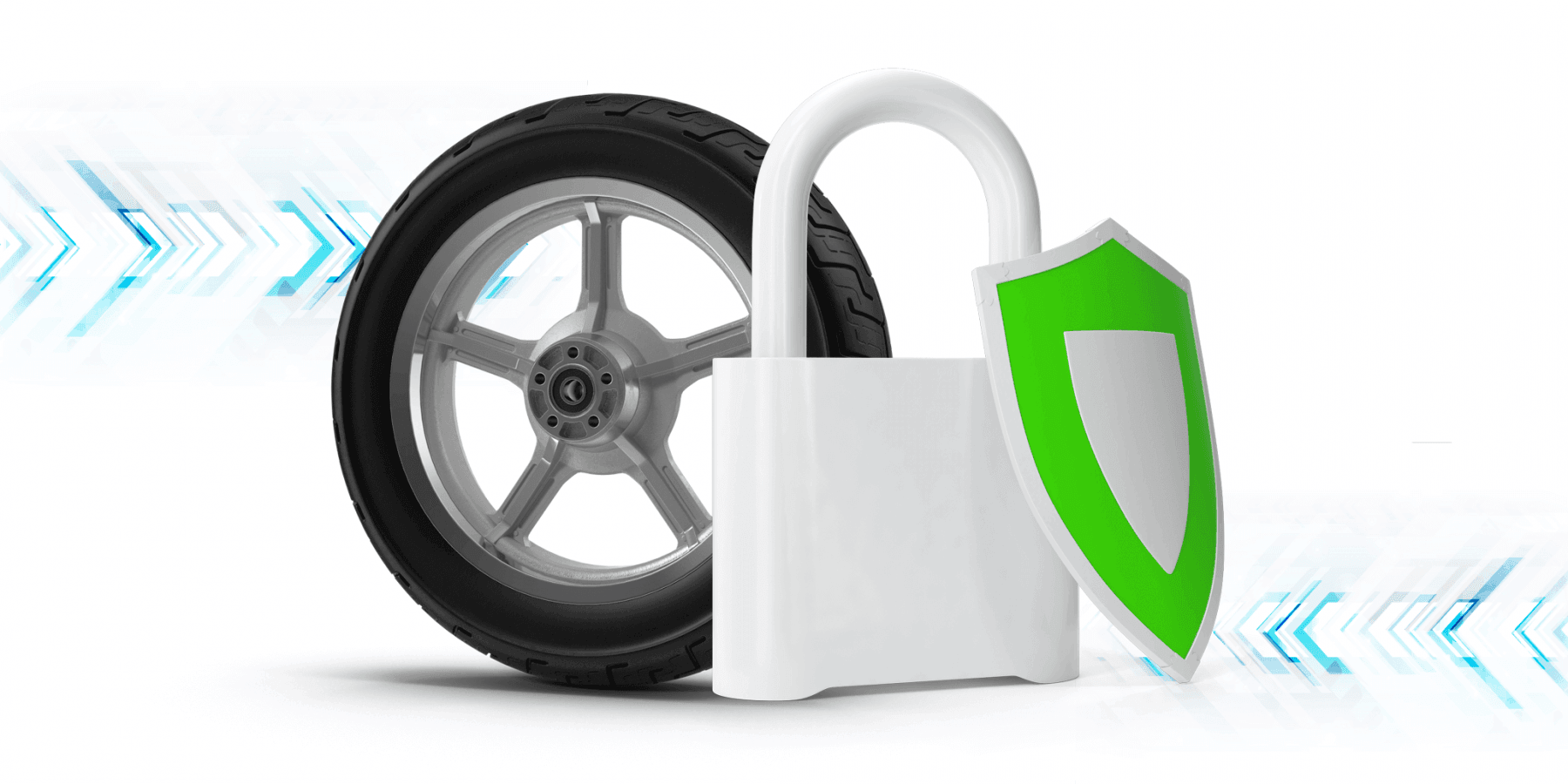The Image depicts the security symbol with tyre for a safe drive.